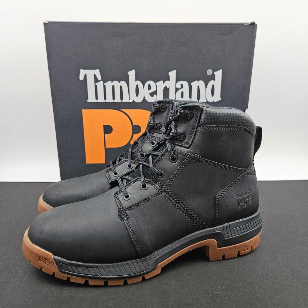 Timberland PRO Montauk 6 inch Soft Toe Work Boots Black Leather Mens Size 13 New